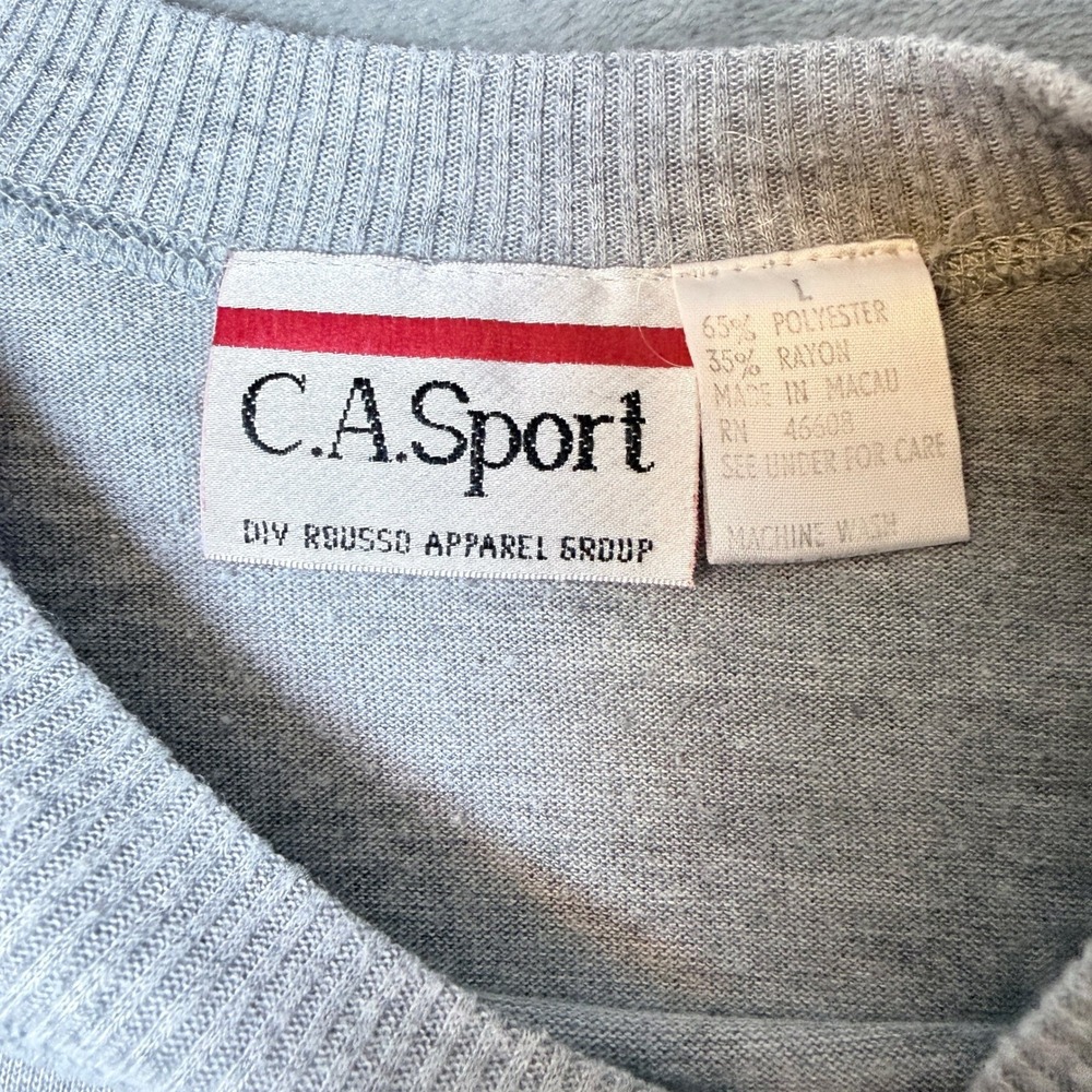Vintage CA Sport Womens Large Gray Embroidered Shirt 80s 90s Long Sleeve - Picture 4 of 9